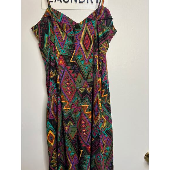 Vtg Nicole Elizabeth Sleeveless Jumper Diamond Pattern Multi Sz SM - Picture 6 of 7